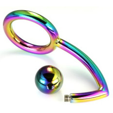 BQS - Penisring med Analkule, Regnbue