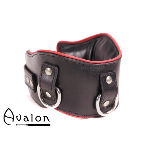 Avalon - CONQUER - Collar med god polstring, Svart og Rødt 