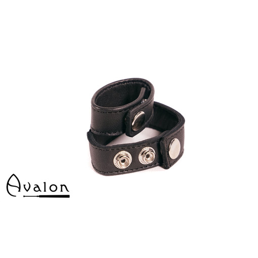 Avalon - PATIENCE - Dobbel penis og pungring i lær - Sort Avalon - PATIENCE - Dobbel penis og pungring i lær - Sort