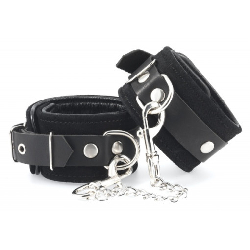 Rimba - Håndcuffs i lær, Sort - Semsket lær Rimba - Håndcuffs i lær, Sort - Semsket lær