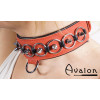 Avalon - WORSHIP - Collar med spisse nagler, ringer og D-ring - Rød og sort