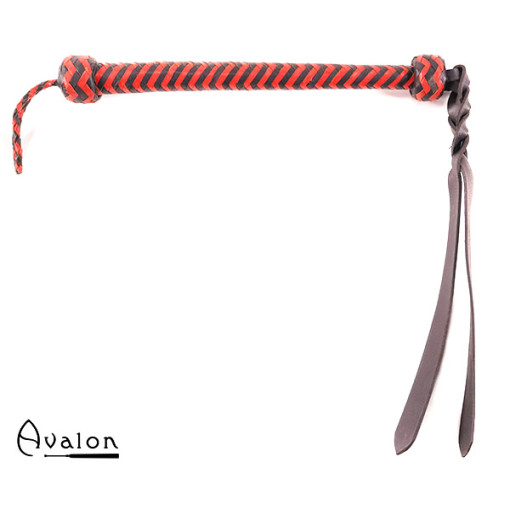 Avalon - HOUND - Svart og Rød flettet Pisk med Bøybar Tupp