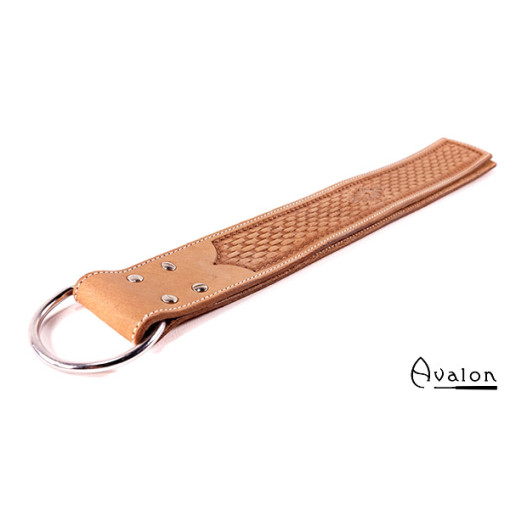 Avalon - LIONEL - Lang Paddle med D-ring og Dekor, Lys Brun