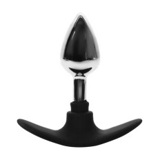 BQS - Metall Buttplug med Avlang Silikonstopper - Small