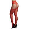 Le Desir - Suspender Pantyhose av netting og rhinestones - Rød