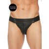 Ouch! Striped Front Zip Jock - Jockstrap - Bonded Leather - Sort Ouch! Striped Front Zip Jock - Jockstrap - Bonded Leather - Sort