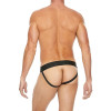 Ouch! Striped Front Zip Jock - Jockstrap - Bonded Leather - Sort Ouch! Striped Front Zip Jock - Jockstrap - Bonded Leather - Sort
