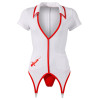 Cottelli Collection - Sykepleier Kostyme - Basque - Hvit/Rød Cottelli Collection - Sykepleier Kostyme - Basque - Hvit/Rød