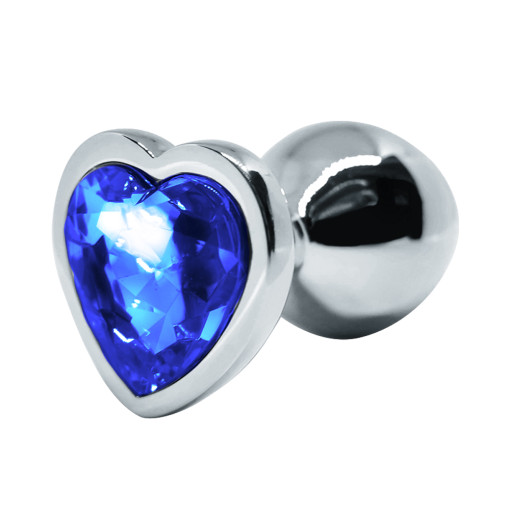 BQS - Buttplug med Hjertekrystall - Blå - Medium BQS - Buttplug med Hjertekrystall - Blå - Medium