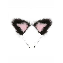 BQS - Ører med hårbøyle Sort og Rosa