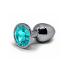 BQS - Buttplug i metall med Krystall - Blå - Small BQS - Buttplug i metall med Krystall - Blå - Small