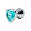 BQS - Buttplug med Hjertekrystall - Lys Blå - Medium