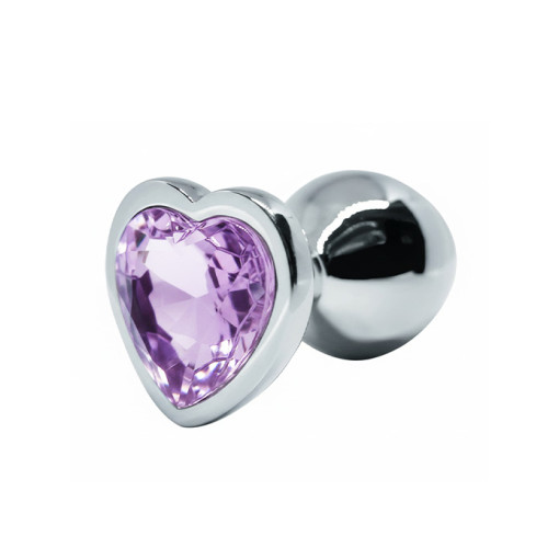 BQS - Buttplug med Hjertekrystall - Lilla - Medium BQS - Buttplug med Hjertekrystall - Lilla - Medium