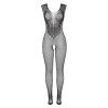 Gnist Undertøy - Netting Catsuit med Blomstermønster – Sort
