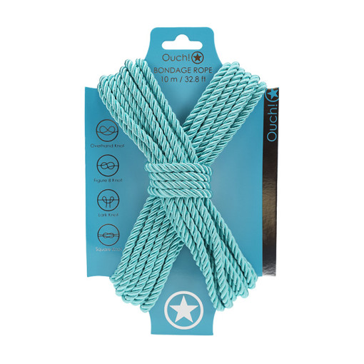 Ouch! Bondagetau - 10 meter - 6mm - Turkis Blå Ouch! Bondagetau - 10 meter - 6mm - Turkis Blå