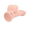 Realrock - Dual Density Vibrator Dildo with Weighted Balls - 8"/20,3 cm - Beige