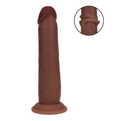 Realrock - Dual density sliding skin - Dildo i silikon - 8"/21cm - Brun