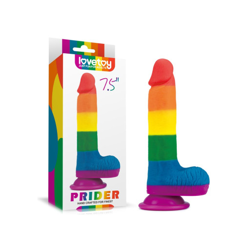 Love Toy - Prider - Pride Dildo med Pung og Sugekopp Love Toy - Prider - Pride Dildo med Pung og Sugekopp