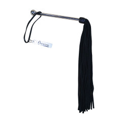 Avalon - PROPHET - Sort lang flogger i semsket lær med metallhåndtak