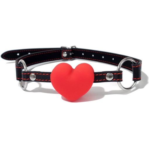 BQS -  Gag med rødt hjerte i silikon 