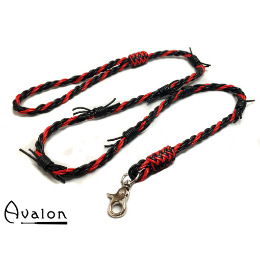 Avalon - KILGHARRAH - Lærlenke med Piggtråd detaljer - Svart og rød